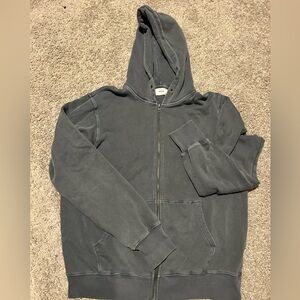 Joah Brown Empire Zip Washed Black One Size Oversized French Terry